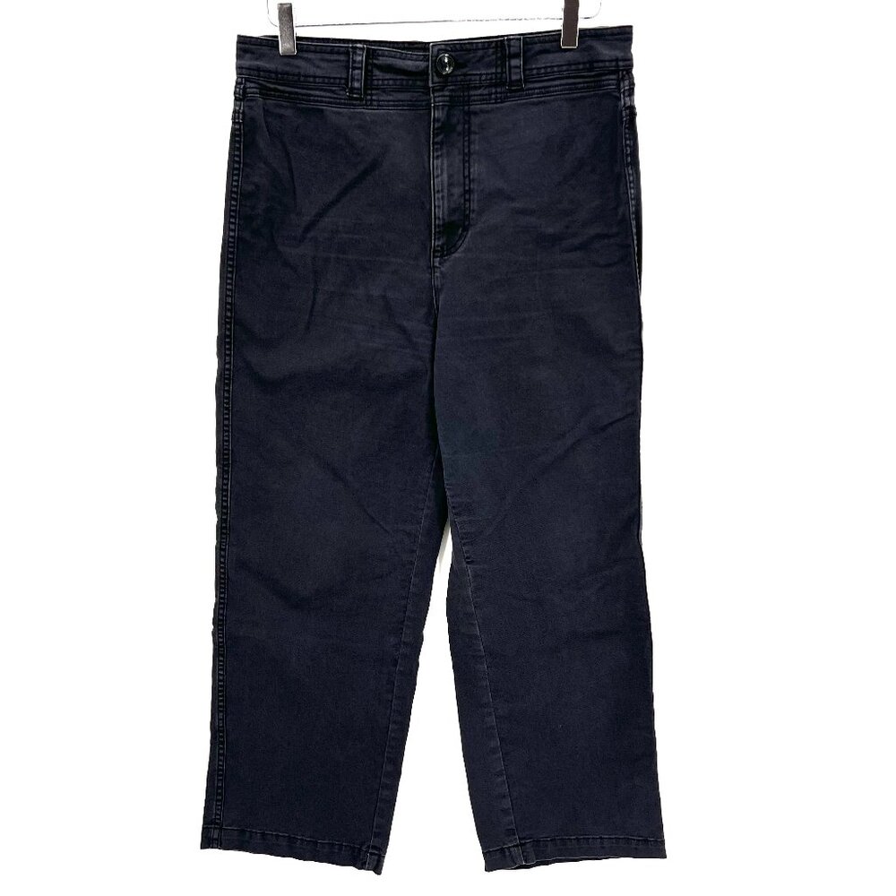 Free People Chino Pants Size 12 High Rise Straight Leg Washed Black
